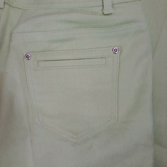 Lilly & Van Lime Green Straight Leg Cropped Pants Stretch Cotton Comfort Sz Med. - Picture 4 of 7